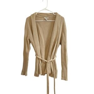 Brooks Brothers 346 Women’s Beige Tie Cardigan 100% Cotton Size Medium
